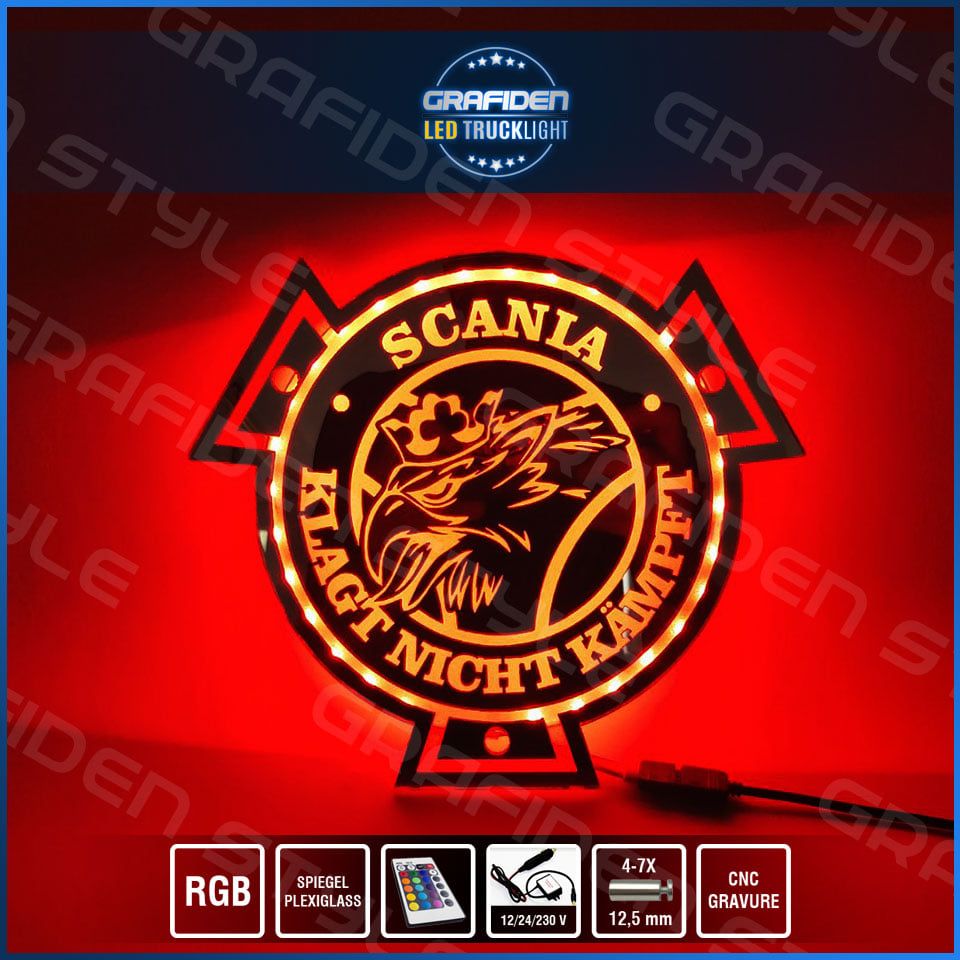 Scania Spiegel mit Logo für die Rückwand ✓ Greif Vabis Aufkleber ✓ LKW- Zubehör und Artikel für Innenausstattung ✓ Rückwandspiegel ✓ Truck  accessoires für den Innenraum ✓ : : Auto & Motorrad
