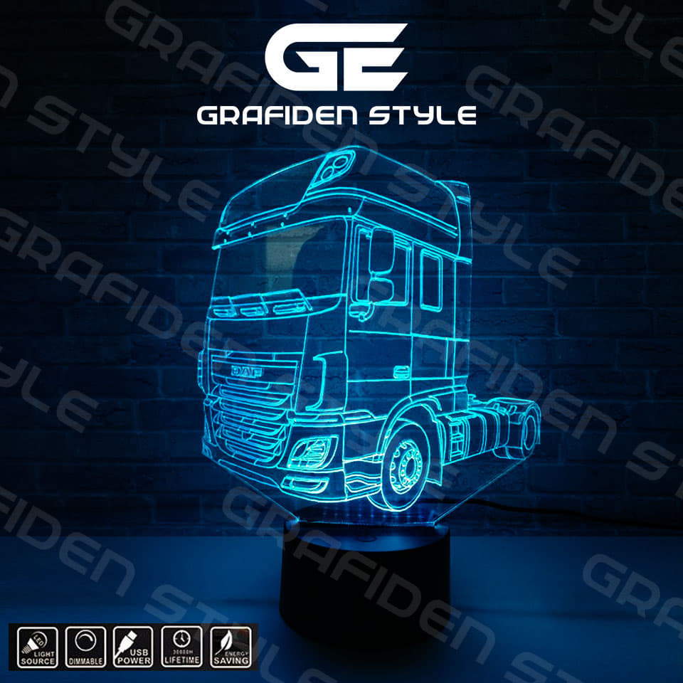 3D-LED-Lampe 3D Truck Daf-Lkw mit dem Sockel Ihrer Wahl! - PictyourLamp